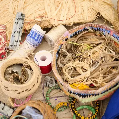Weaving workshop tools and materials for Sharyn Egan's Weaving Workshop.