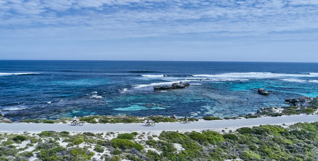 Paul's Eco E-Bike Tours on a coastal road