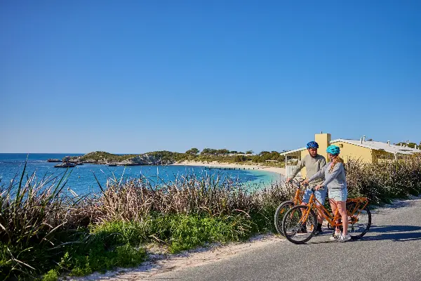 Taking in the sights while cycling around the island