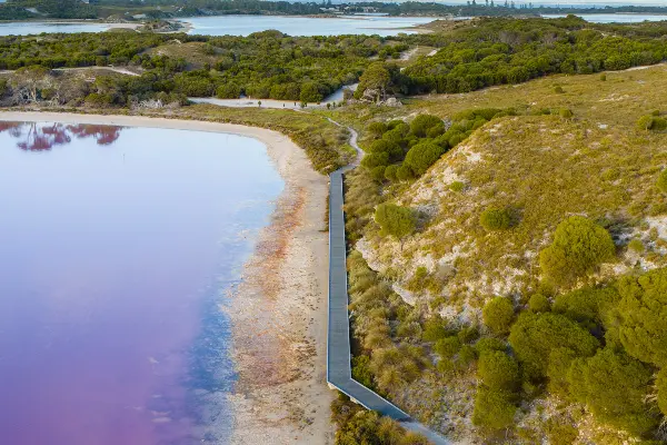 Boardwalk along the salt lakes