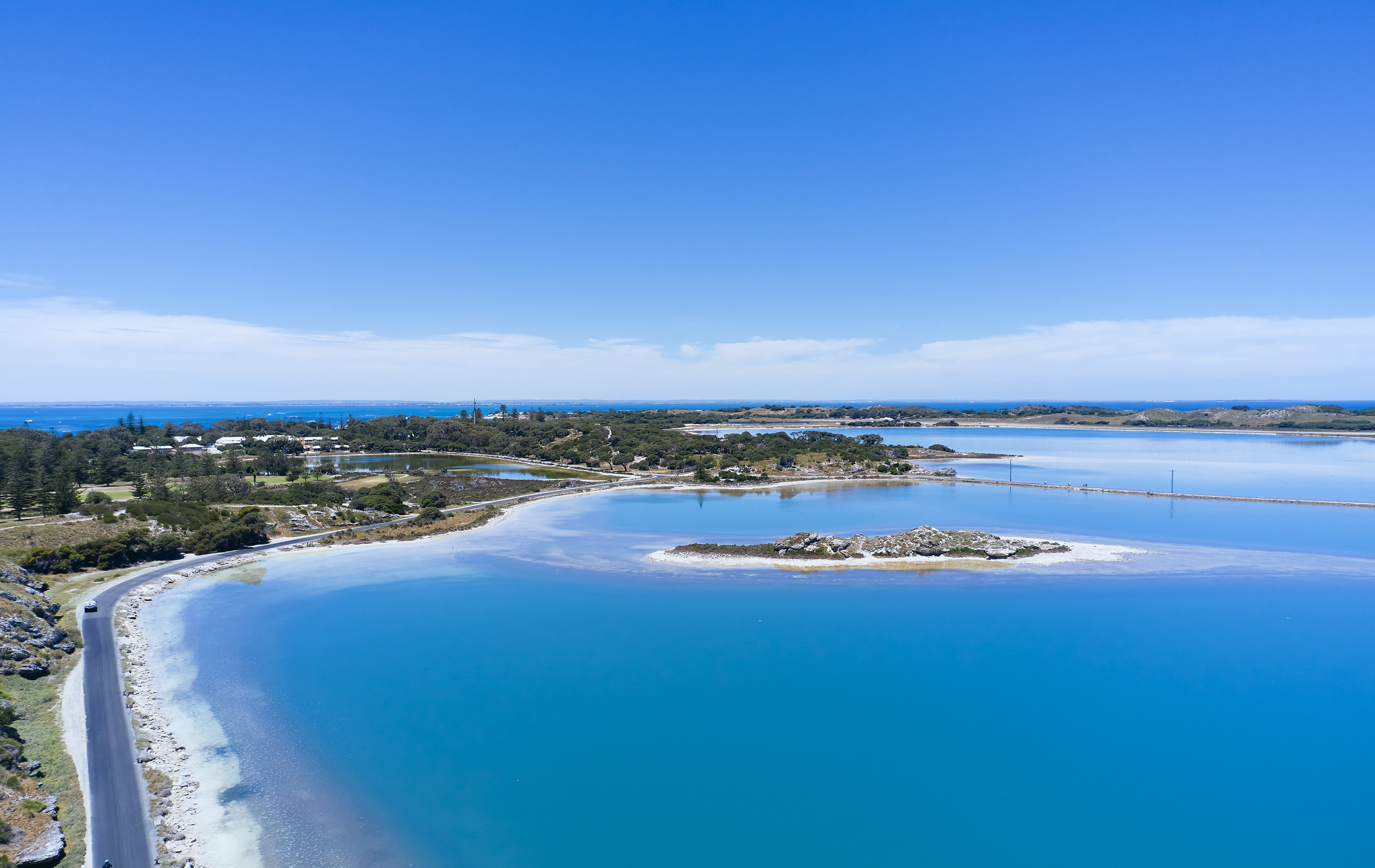 Aerial view of the salt lakes