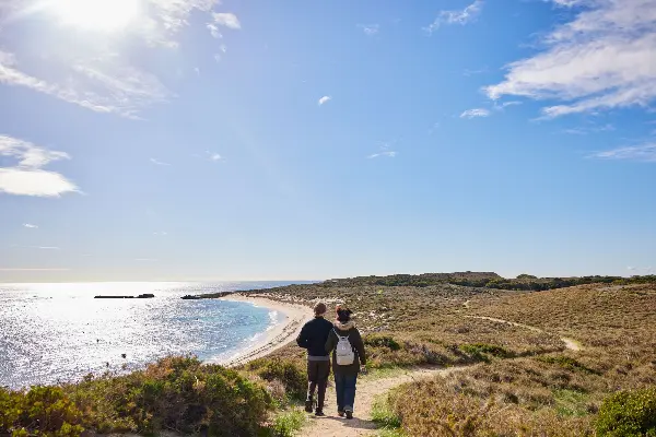 Hikers taking in the coastal views