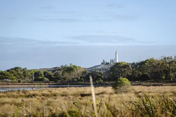 Wadjemup Lighthouse across the lakes