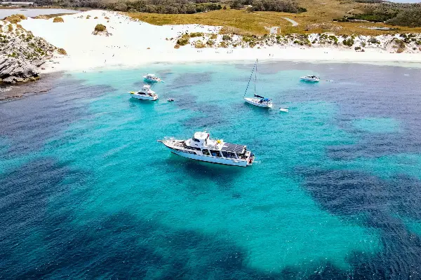 Boats on blue water