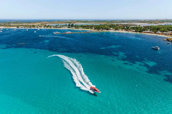 Boat in blue water