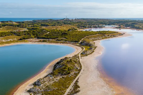 Aerial of Rottnest Island Salt Lakes