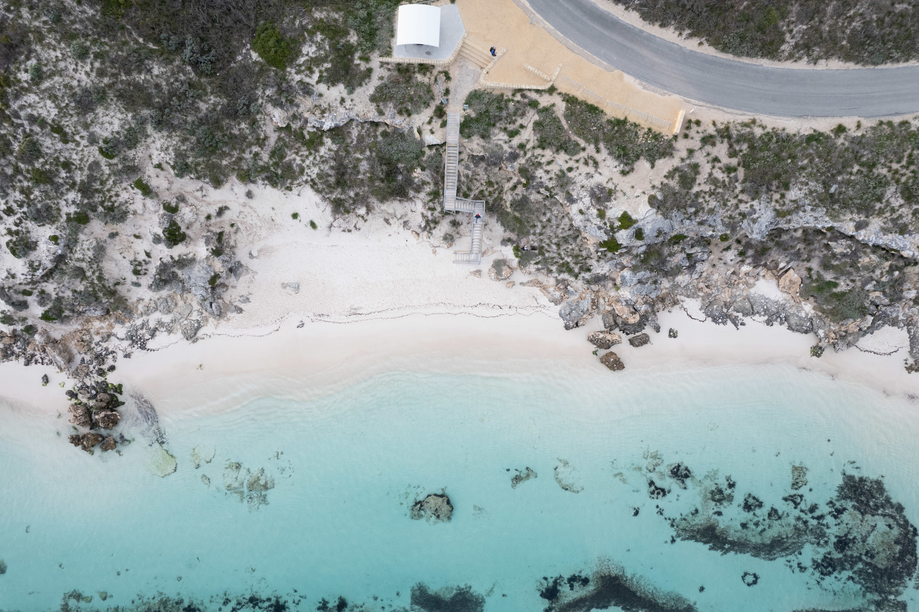 Aerial view of Rottnest Island coastline.