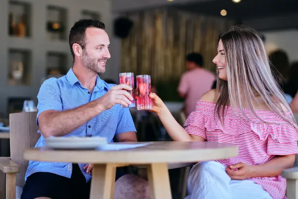 Couple enjoying a drink at Lontara on Rottnest Island.