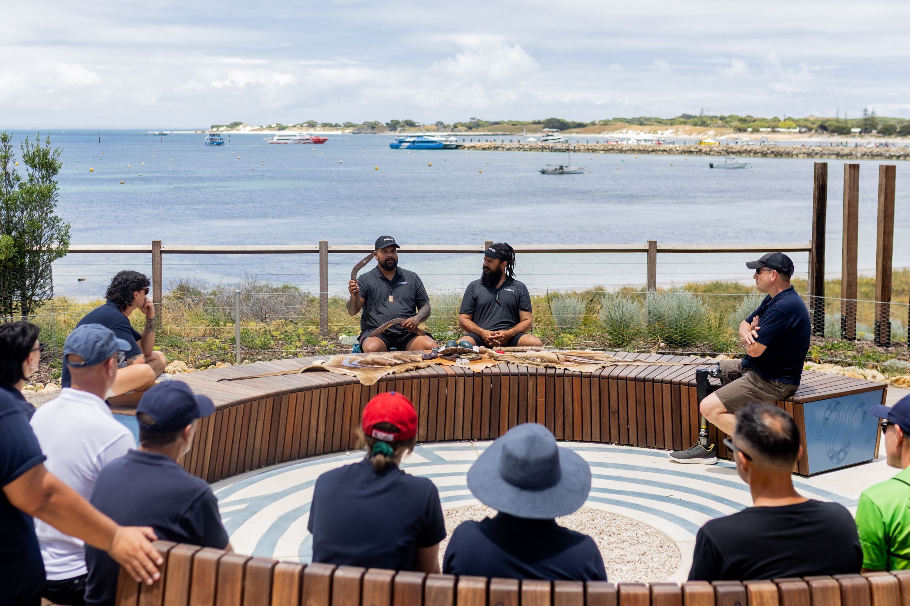 A group of people yarning.