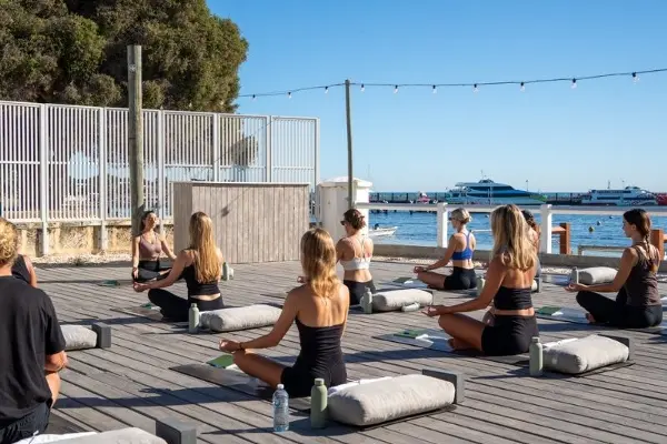 Reset with yoga meditation overlooking Thomson Bay
