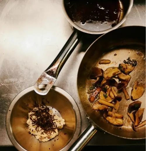 A truffle dish being prepared