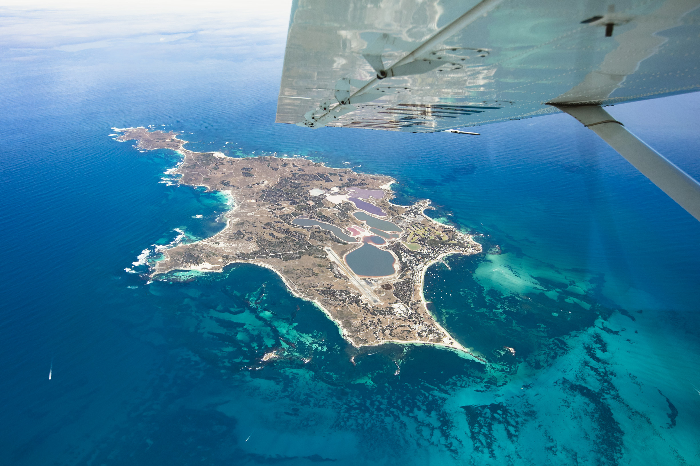 Aerial view over the island